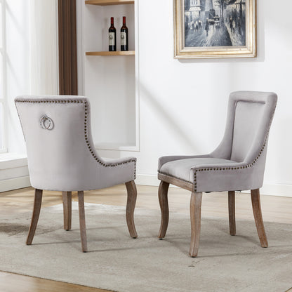 Eetkamerstoelen – Stoelen – Dining Stoelen – Velours Stoelen – Design Stoelen – Grijs – Fluwelen Bekleding – Houten Poten