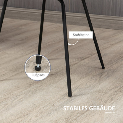 Eetkamerstoel – Keukenstoel – Stoel – Kuipstoel – Velours Zitting – Stalen Poten – Retro Design – Set Van 2 – Grijs – 50x61x79 cm