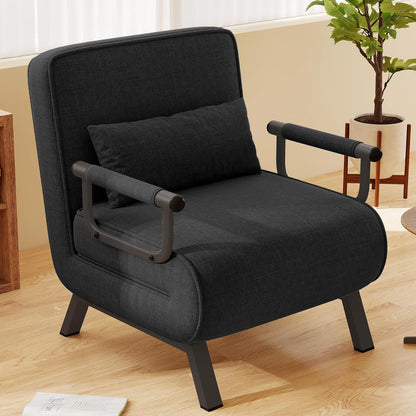 4in 1 Armchair, Sofa Bed with Bed Function, Space-Saving Guest Bed, Armchair with Adjustable Backrest, 150kg Load Capacity, Metal Frame & linen, Guest Room Seating, Multifunctional Chair, Minimalist Furniture, Modern Armchair