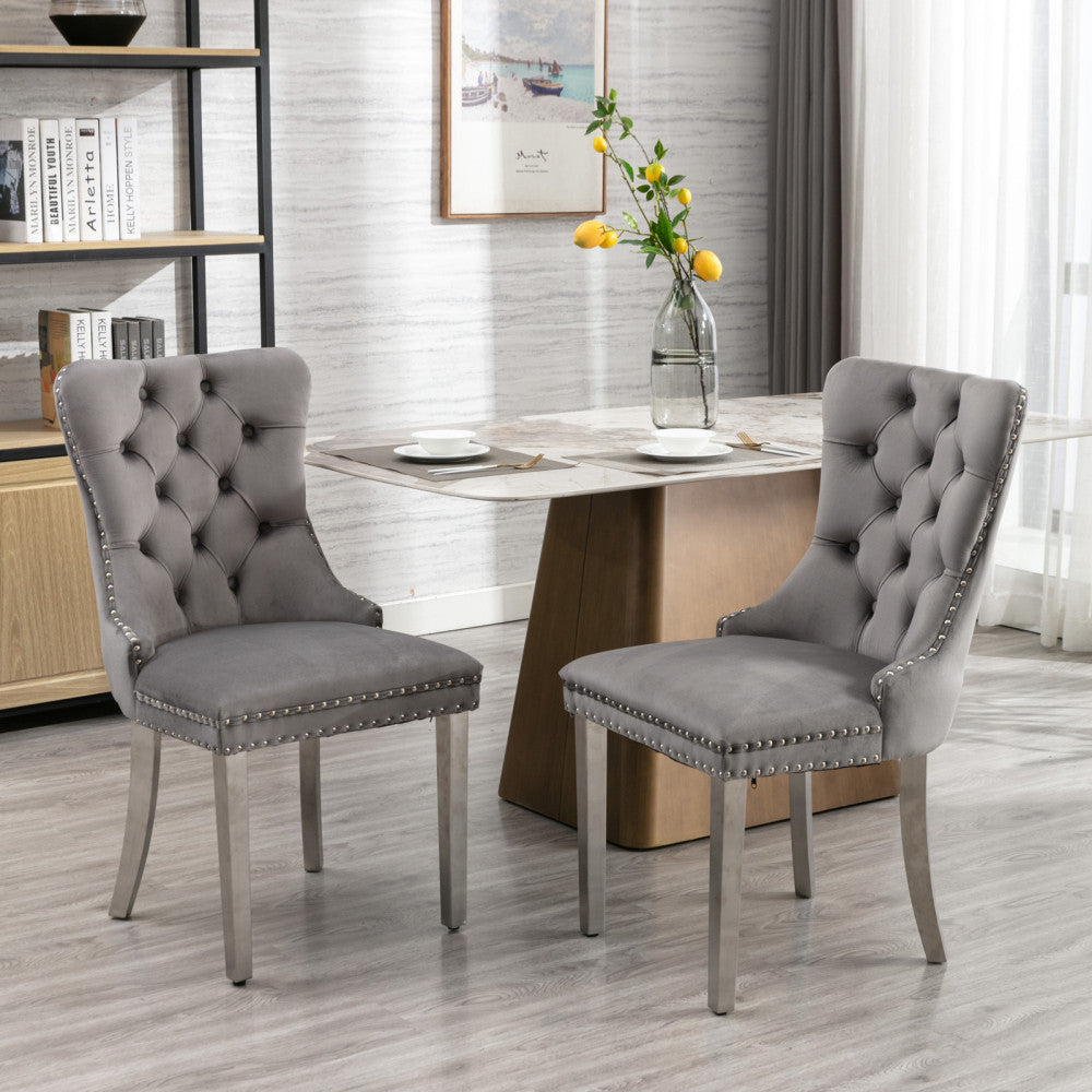 Eetkamerstoel – Stoel – Kuipstoel – Keukenstoel – Diningset – Set Van 2 – Modern Design – Massief Houten Frame Met Chroom