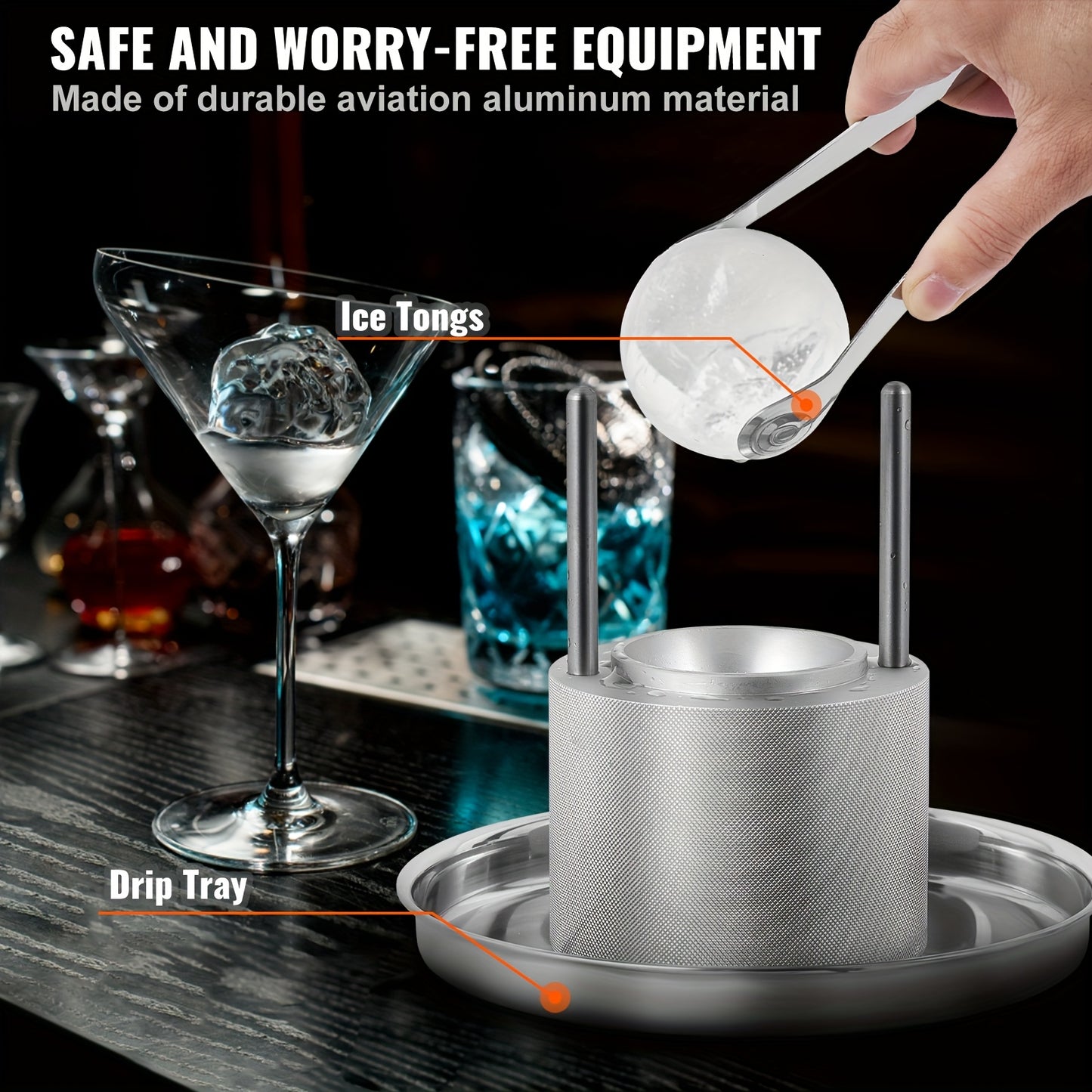 Ijsklontjesmaker – IJsblokjesmachine – Ijsblokjesmaker – IJsklontjes Machine – Ice Cube Maker – Aluminium – Werkt Zonder Elektriciteit – 1-10L – Silvery