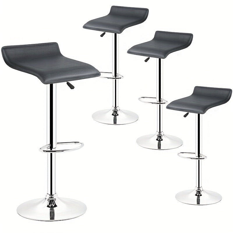 4pcs Black Commercial Bar Stools | Heavy-Duty Vegan Faux Leather Seating for Restaurants & Cafes, Adjustable Height Counter Stools (Easy-Clean & Bistro Style)