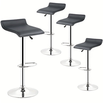 4pcs Black Commercial Bar Stools | Heavy-Duty Vegan Faux Leather Seating for Restaurants & Cafes, Adjustable Height Counter Stools (Easy-Clean & Bistro Style)