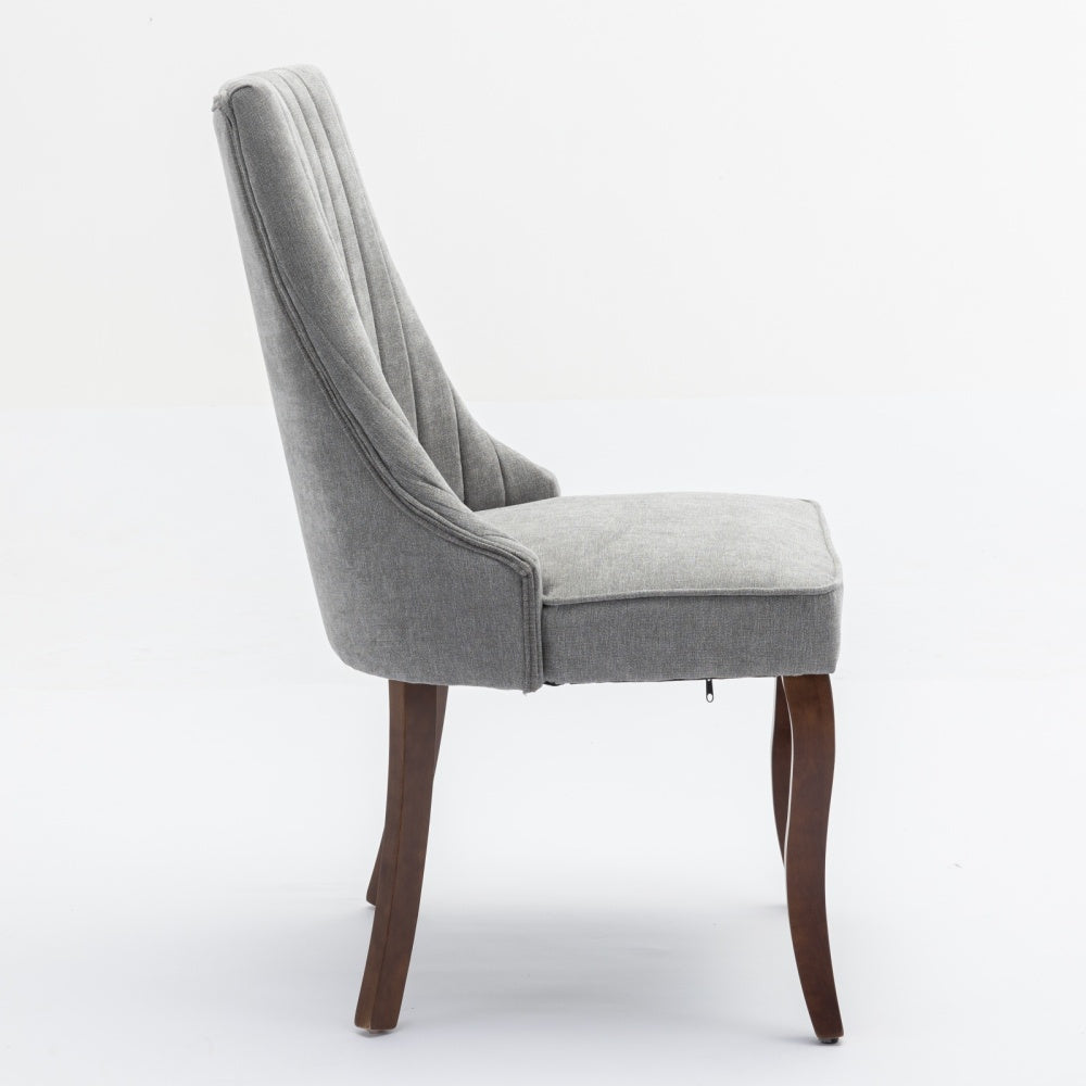 Eetkamerstoelen – Stoelen – Kuipstoelen – Eetkamerstoelen Set – Keukenstoelen – Grijze Bekleding – Massief Houten Poten – Comfortabele Gewatteerde Zitting