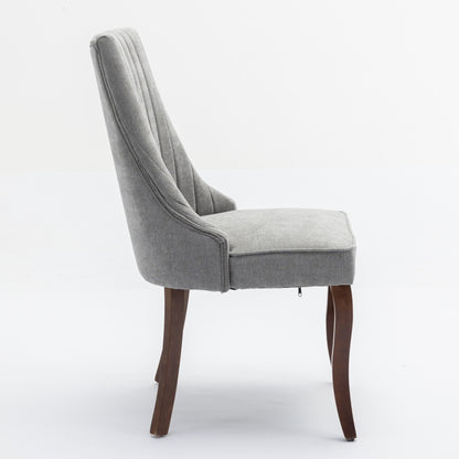 Eetkamerstoelen – Stoelen – Kuipstoelen – Eetkamerstoelen Set – Keukenstoelen – Grijze Bekleding – Massief Houten Poten – Comfortabele Gewatteerde Zitting