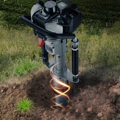Heipaaldrijfmachine – Heistelling – Paaldrijfmachine – Hamermachine – Paalhamer – 37,7cc Benzinemotor – 3 Verwisselbare Heikhoofden