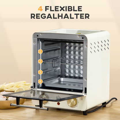 Mini Oven – Mini Ovenn – Tafeloven – Elektrische Oven – Creme Kleur – 15L Inhoud – 1000W Vermogen
