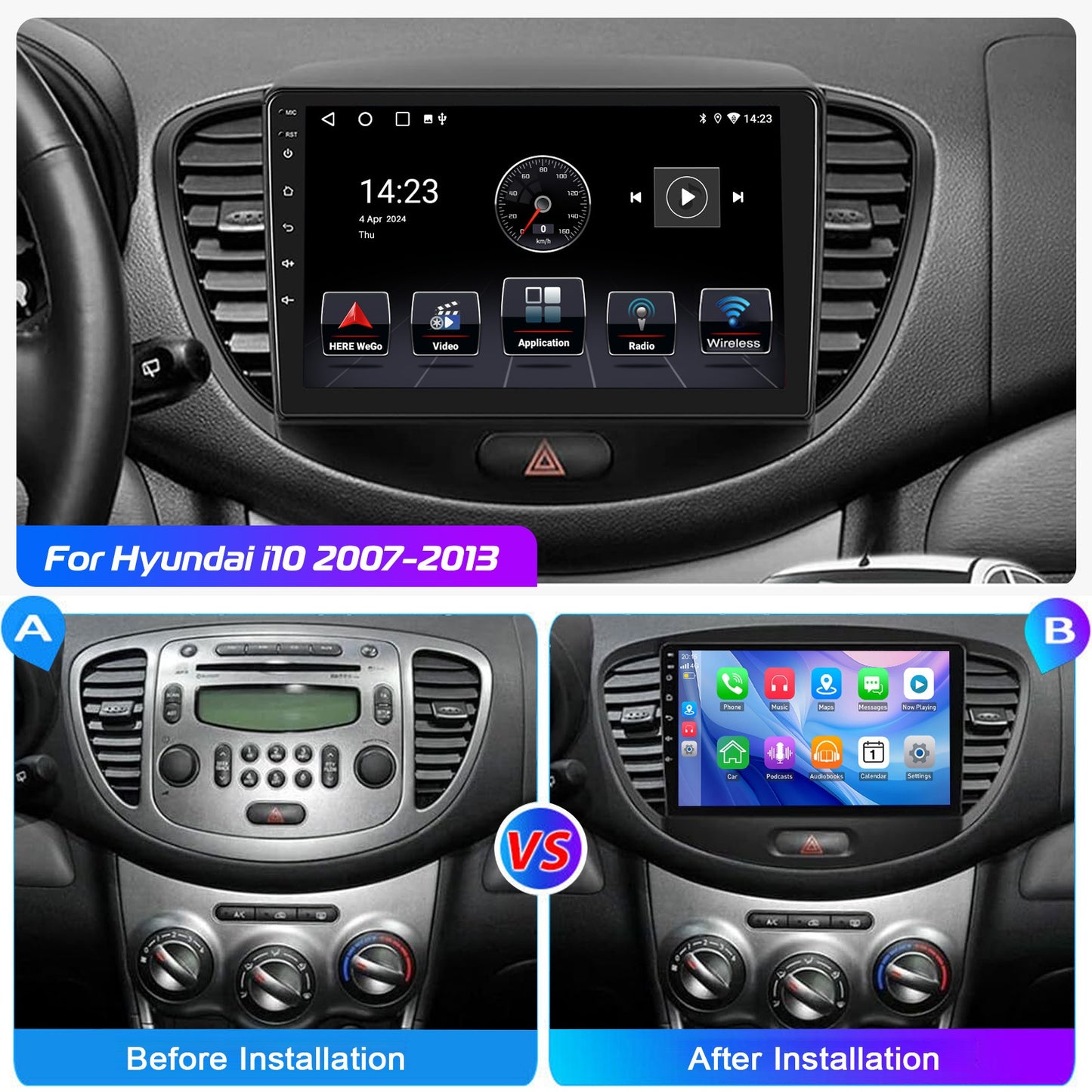 9-inch Android 15 autoradio – 2DIN touchscreen car stereo – multimedia player – auto radio – head unit – Met AHD achteruitrijcamera & dashcam – IPS display 1280x720 – Draadloze CarPlay & Android Auto