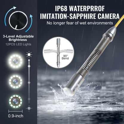 Rioolcamera – Afvoerinspectiecamera – Pijpencamera – Inspectiesysteem – Zelfnivellerende Cameratype – 70 Meter Kabel – 9 Inch HD Scherm – 512Hz Locatiefunctie