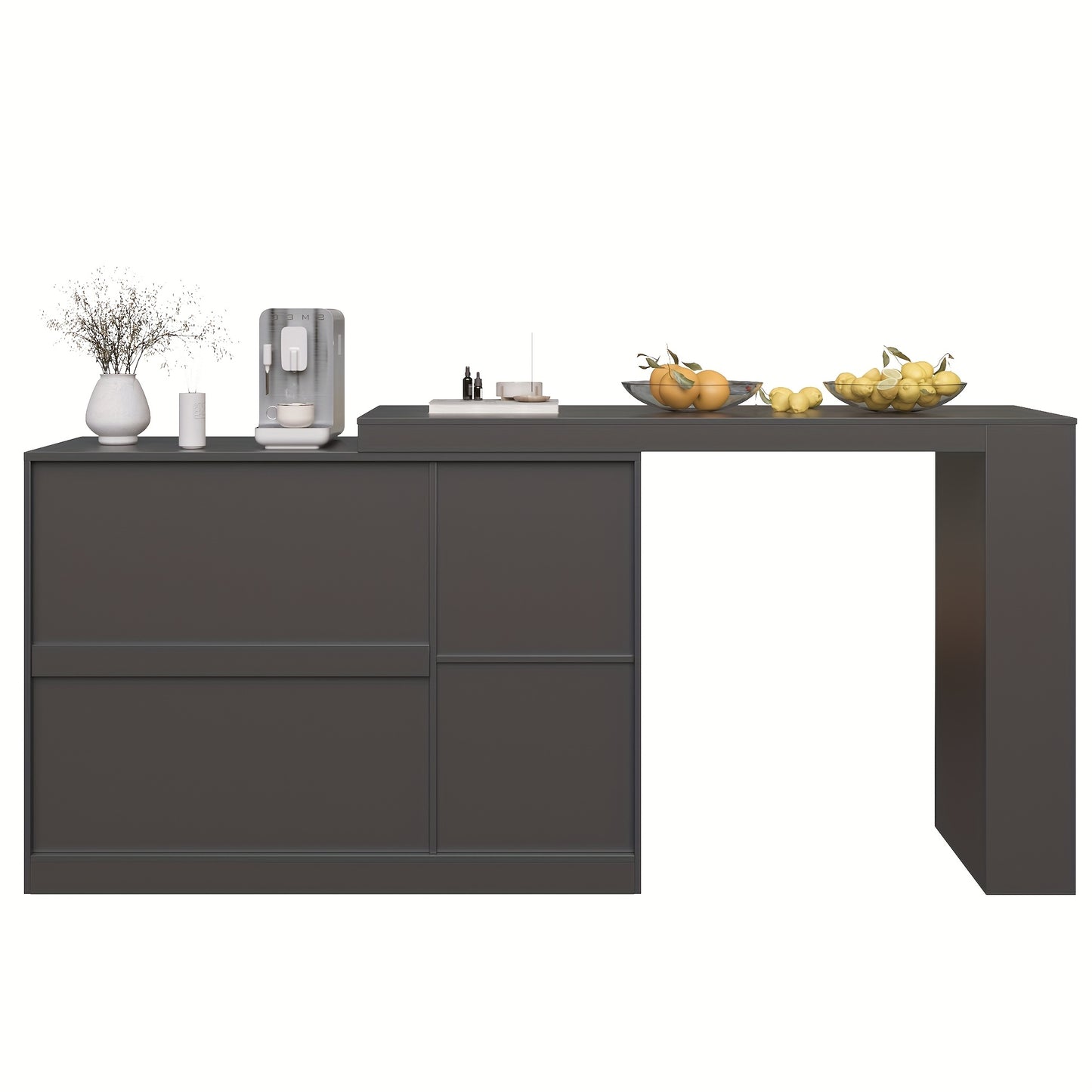 A 360-Degree Rotating Bar (Dimensions 120 X 40 X 97 Cm), Featuring a Sleek Modern Design with Black Rotating Dining And Bar Cabinets, Offering Multifunctional Storage Equipped with Glass Doors.