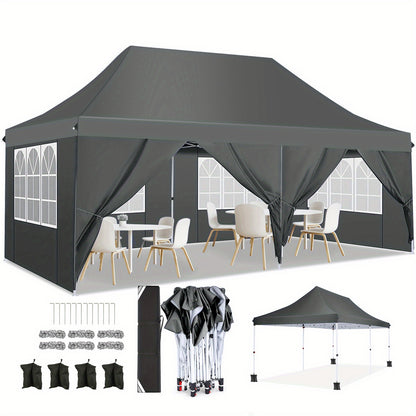 Pop-Up Partytent – Tuinkamer – Evenemententent – Markt Tent – BBQ Tent – 3,05x6,1 Meter – 6 Afneembare Zijwanden