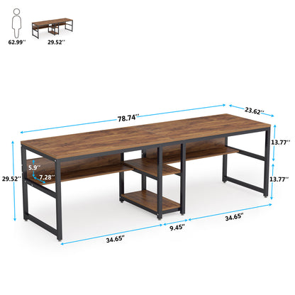 Bureaublad – Werkplek – Bureau – Tafelblad – Kantoorblad – Industrieel Design – Ruim 199,9 cm Breed – Stevig Zwart Stalen Frame