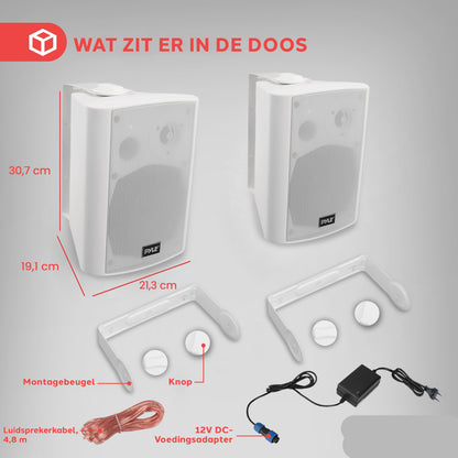 Draadloos Bluetooth Luidsprekersysteem – Wireless Speaker – Bluetooth Speaker – Indoor Speaker – Outdoor Speaker – Wit – Waterbestendig – 300 Watt Groot Vermogen
