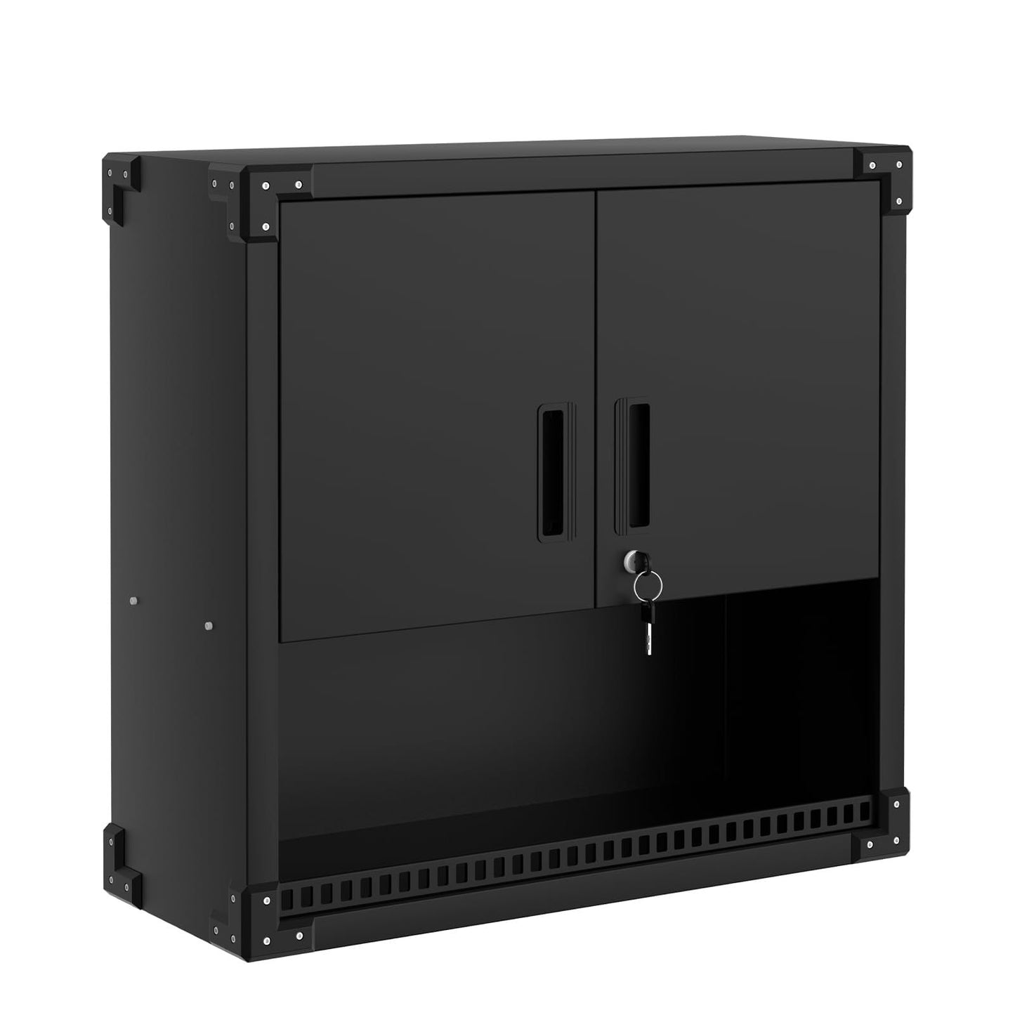 Metalen Wandkast – Wandkast Opbergkast – Werkplaatskast – Keukenkast – Garagekast – Verstelbare Planken – Afsluitbaar Met Slot – Zwart Classic Design
