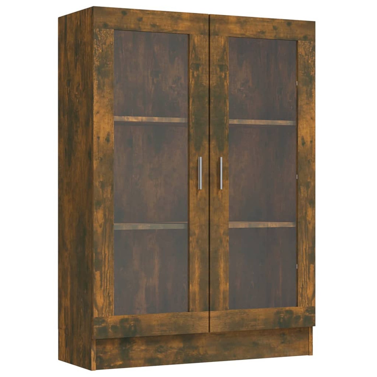 Vitrinekast – Vitrine – Glazen Kast – Opbergkast – Wandkast – Smoke Oak – 82,5x30,5x115 cm – Ge-engineerd Hout