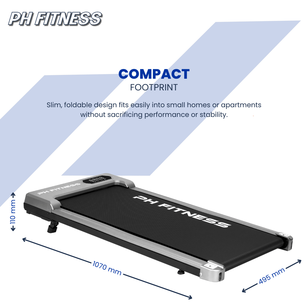 Loopband – Treadmill – Wandelloper – Fitnessapparaat – Joggingpad – Compact Lichtgewicht Ontwerp – Stille 1,3PK Motor – Draadloze Afstandsbediening – Bluetooth FitShow App – Handmatige Hellingshoek – 120 Kg Maximaal Gewicht – Grijs