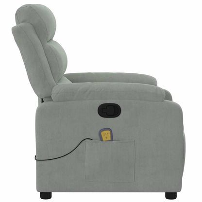 Elektrisch Verstelbare Fauteuil – Relaxstoel – Zetel – Leunstoel – Lounge Chair – Lichtgrijs – Fluweelzacht – Massagefunctie 6 Punten