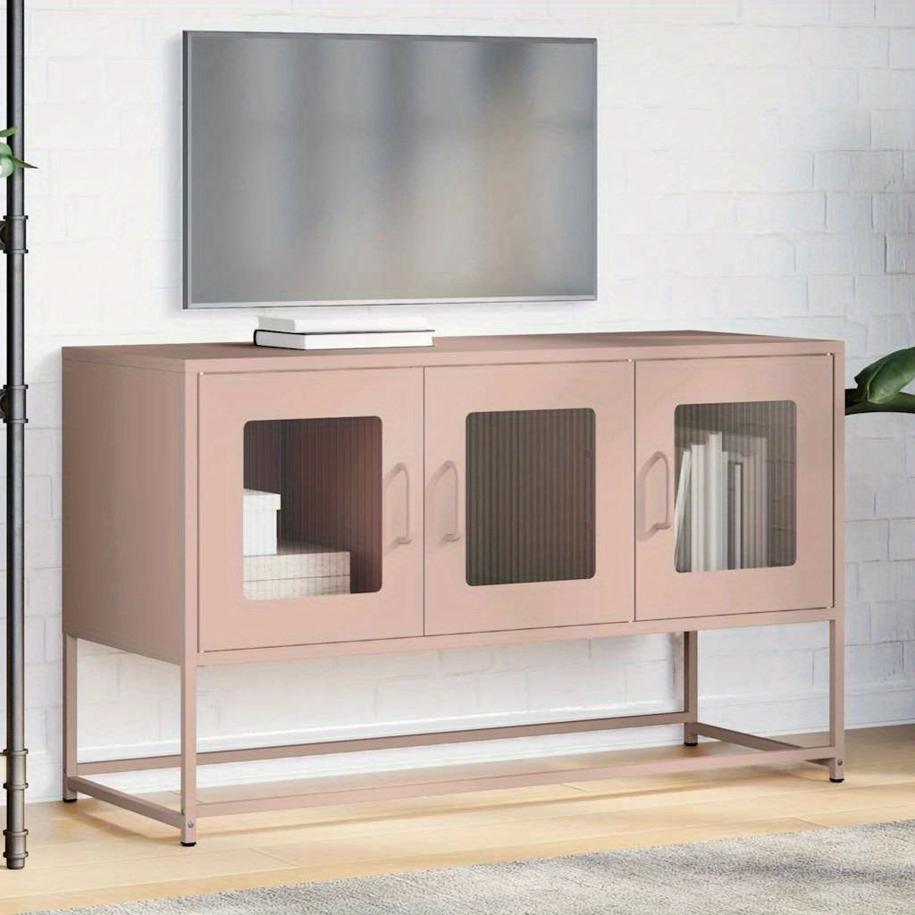 TV cabinet pink 100.5x39x60.5cm cold rolled steel TV Stand Entertainment Center with Storage, Media Television Table for Living Room Bedroom