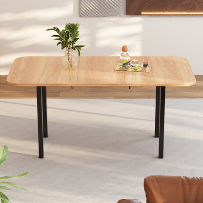 Uitklaptafel – Klaptafel – Uitschuifbare Tafel – Eettafel – Vouwtafel – Natuurlijk Hout – 120-160 cm Uitschuifbaar – Stevig Metaal
