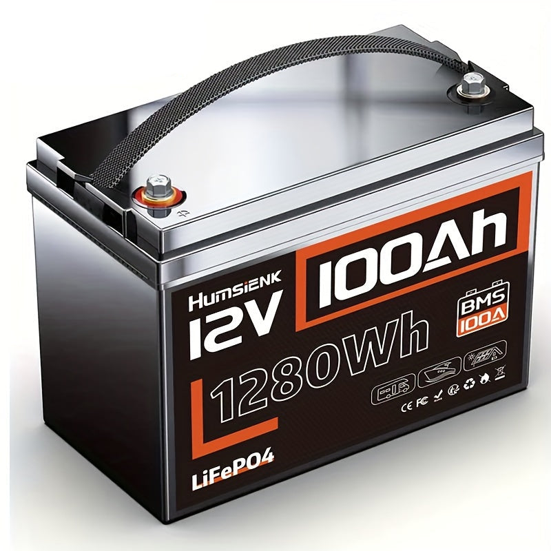 Accu – Lithium accu – LiFePO4 accu – Camper accu – Bootaccu – 12V 100Ah – Ingebouwd 100A BMS – 15.000+ laadcycli voor lange levensduur
