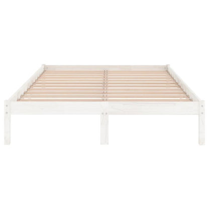 Massief Houten Bed – Houten Bedframe – Grenen Bed – Slaapkamerbed – Wit Grenen – 160x200 cm – Duurzaam Massief Hout – Strak Tijdloos Design