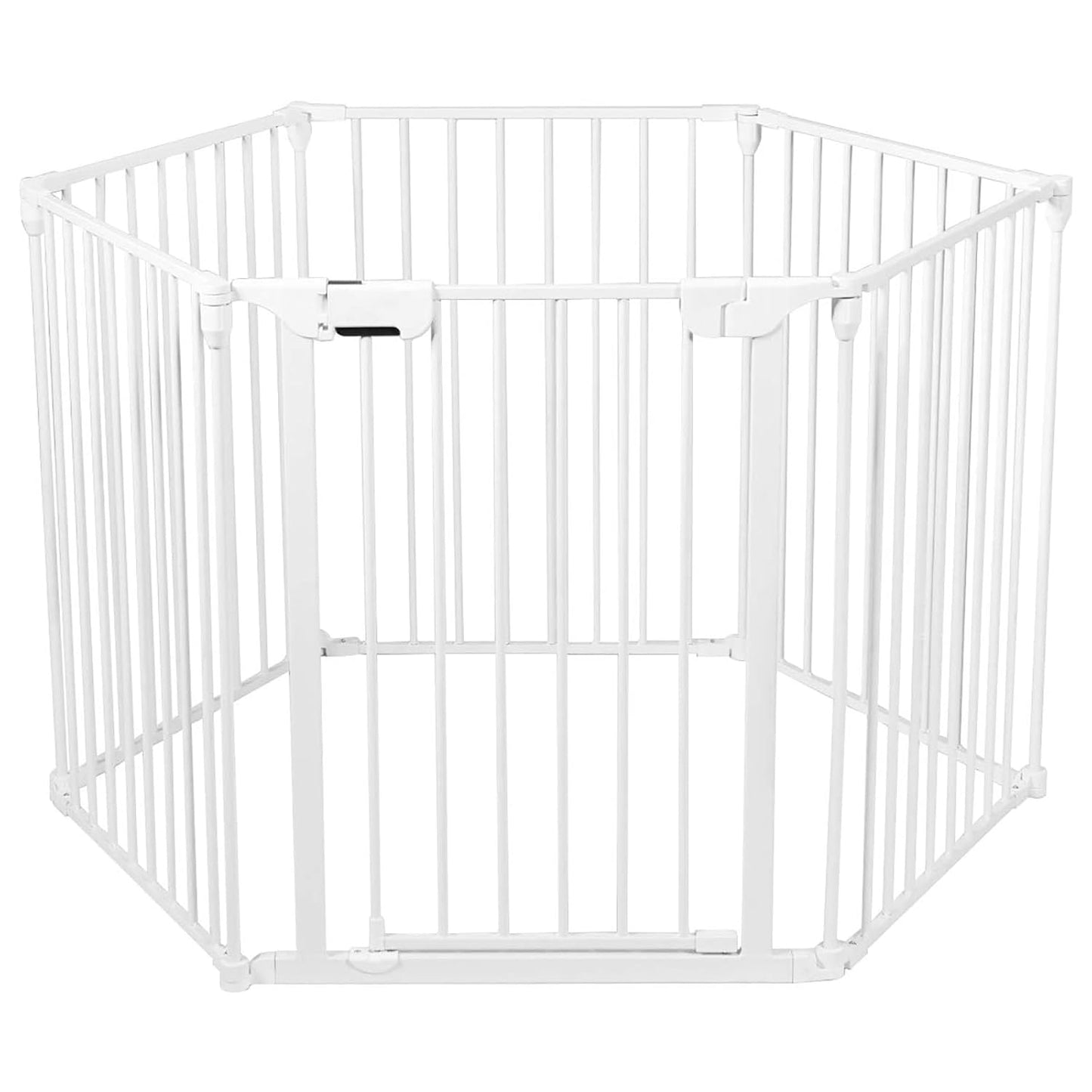 Haardhekje – Veiligheidshek – Haardscherm – Kachelhek – Kinderhekje – Flexibel Verstelbaar – Wit Gecoat Metaal – 380x74,5 cm