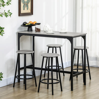 Barset – Bistro Set – Bartafel – Barkrukken – Eettafel – Compact Design – Metaal Frame – Grijs Melamine Tafelblad