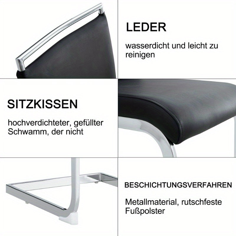 Eetkamerstoelen – Stoelen – Zitmeubilair – Side Chairs – Dining Chairs – Hoog Rugleuning – Metaal Frame – Rood & Zwart – Ergonomisch Padded Design