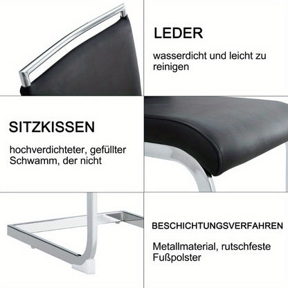 Eetkamerstoelen – Stoelen – Zitmeubilair – Side Chairs – Dining Chairs – Hoog Rugleuning – Metaal Frame – Rood & Zwart – Ergonomisch Padded Design