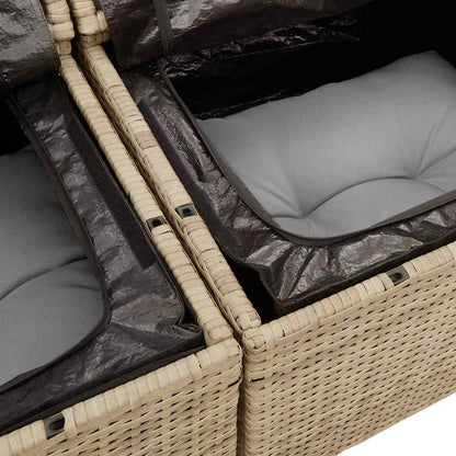 Tuinbank Set – Loungeset – Buitenbank – Terrasbank – Rattan Bank – Beige Lichtgrijs – Weerbestendige Kussens – Comfortabel Voor 5-6 Personen