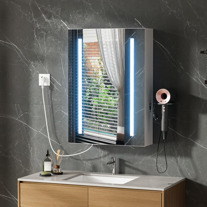 Badkamerspiegelkast – Spiegelkast – Badkamerkast – Medicijnkast – Opbergkast – Anti-Condens Spiegel – Verstelbare Planken – 45x15x60 cm – Wandmontage – Kabelvrij Design