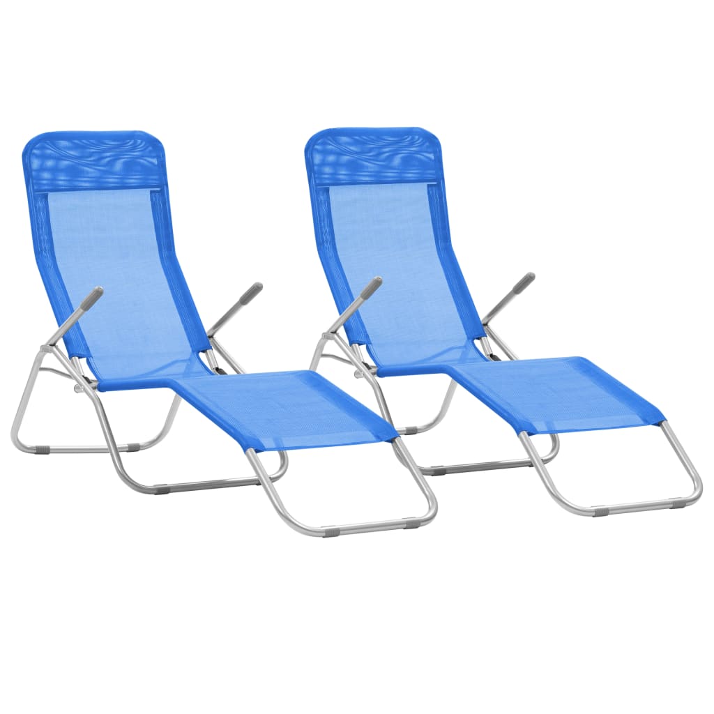 2 Vouwbare Ligstoelen – Tuinstoelen – Strandstoelen – Relaxstoelen – Verstelbare Rugleuning – Gepoedercoat Staal