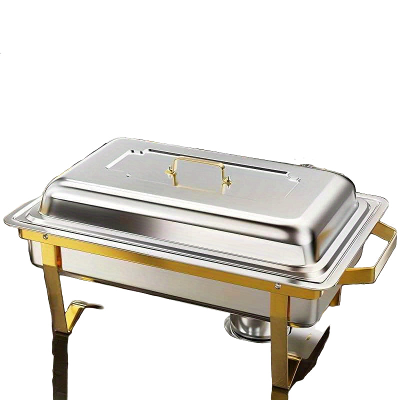 Chafing Dish Set – Buffet Warmhouder – Food Warmer – Warmhoudbak – Catering Schaaltje – 4-Delige Set – Goud RVS – 8 Liter Inhoud