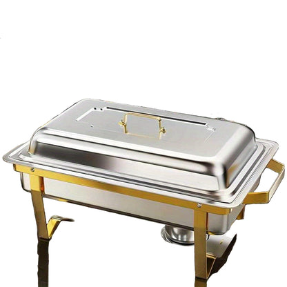 Chafing Dish Set – Buffet Warmhouder – Food Warmer – Warmhoudbak – Catering Schaaltje – 4-Delige Set – Goud RVS – 8 Liter Inhoud