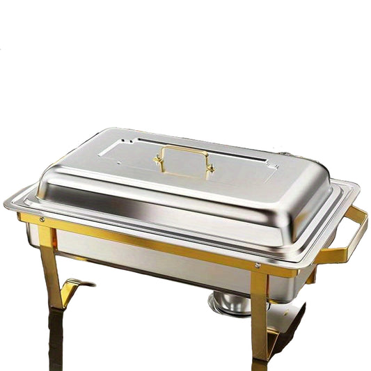 Chafing Dish Set – Buffet Warmhouder – Food Warmer – Warmhoudbak – Catering Schaaltje – 4-Delige Set – Goud RVS – 8 Liter Inhoud