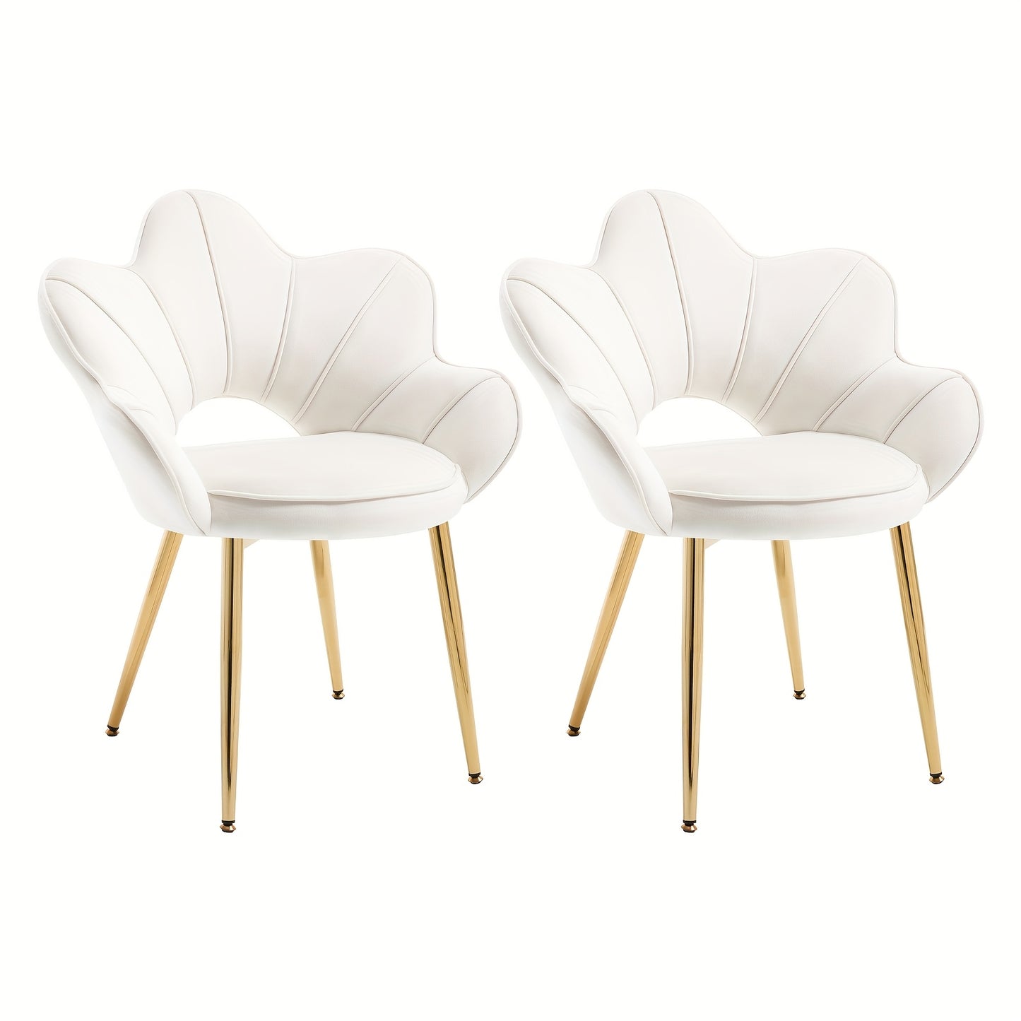 Loungefauteuil – Lounge Stoel – Relaxfauteuil – Fauteuil – Velvet Stoel – Set Van 2 – Ergonomische Bloemvormige Rugleuning – Goud Metalen Frame