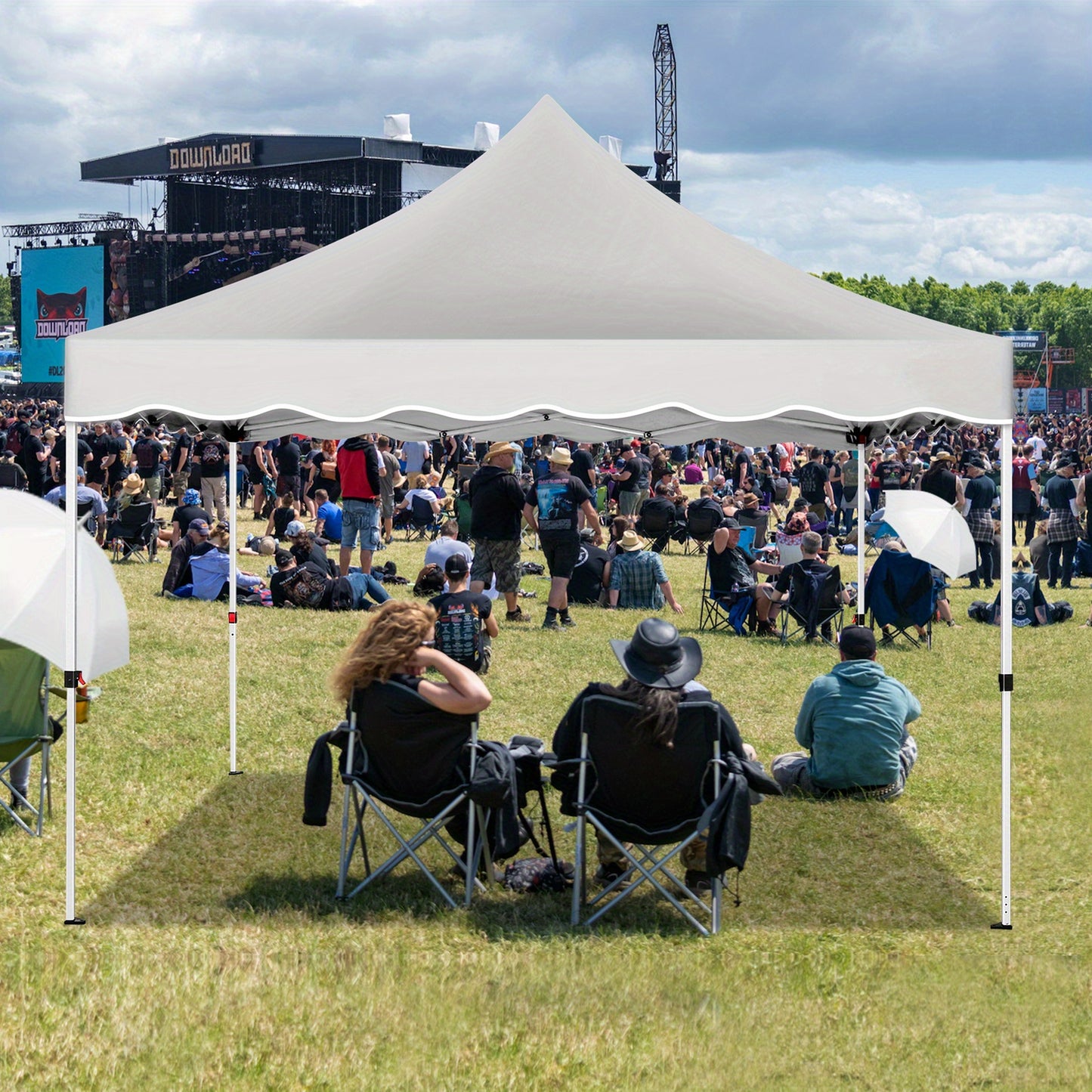 3.05x3.05meter Pop-up Canopy, No Side Walls, An Outdoor Canopy That Can Be Built By One Person, Height Adjustable, Suitable For Weddings, Camping, And Parties, Comes With A Handbag, Additional 4 Wind Ropes + 8 Ground Nails +