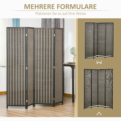 Kamerverdeler – Ruimteverdeler – Scheidingswand – Scherm – Opvouwbaar – Bruin – Duurzaam Dennenhout & Bamboe – 180 x 180 cm – Eenvoudig Opbergen
