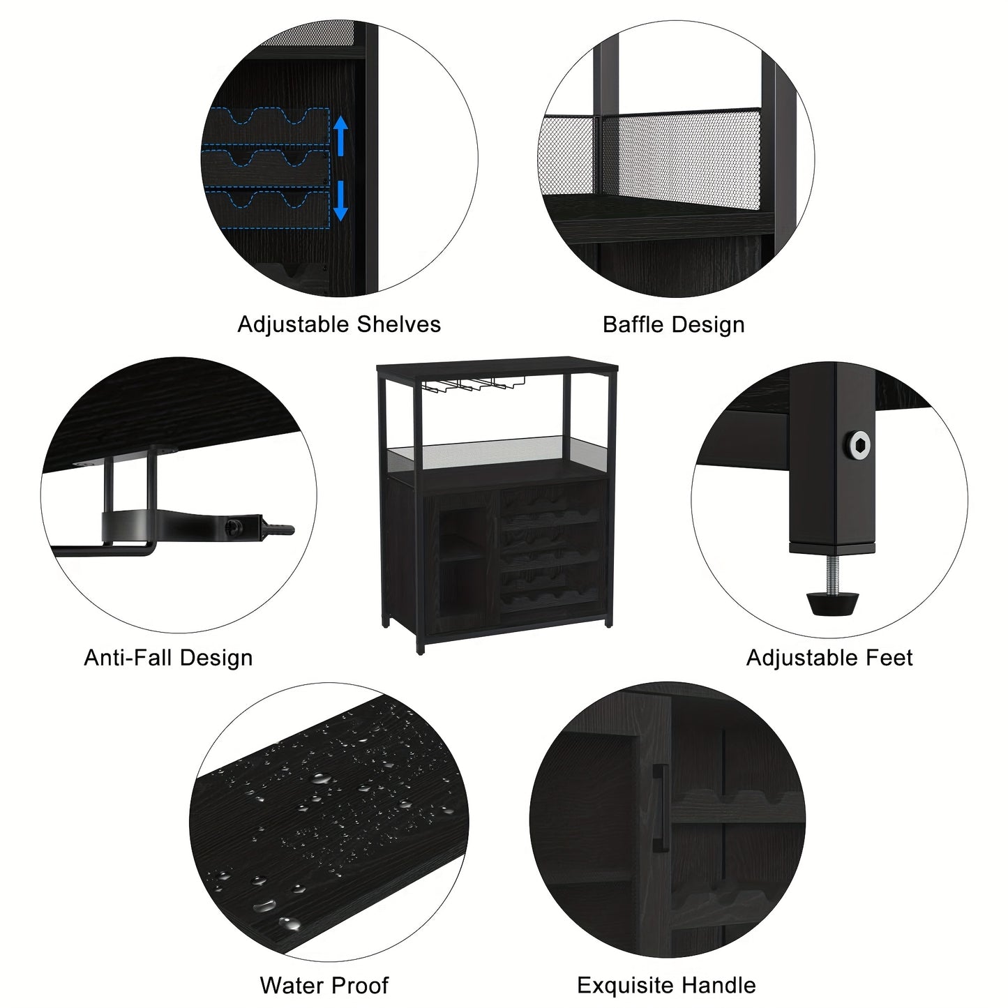 Wijnkast – Wijnrek – Drankkast – Wijnbar – Buffetkast – Industrieel Design – 12 Flessen – Metalen Poten & MDF