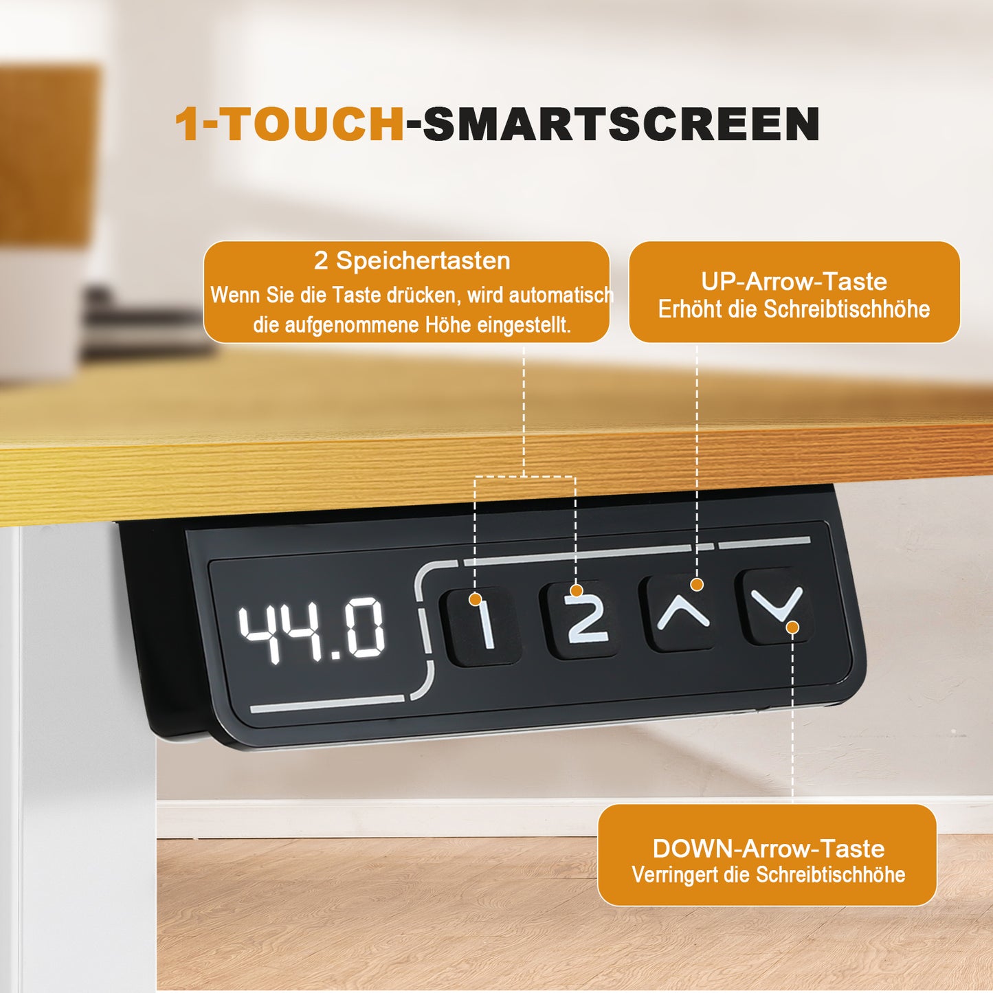 Zitsta Bureau – Zit Sta Bureau – Elektrisch Bureau – Hoogte Verstelbaar Bureau – Verstelbaar Bureau Met Touchscreen – Extra Groot Werkblad 160x70 cm – Melamine Houtkleurig Met Stalen Onderstel