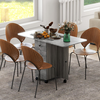 Opvouwbare Keukentafel – Uitklapbare Eettafel – Vouwtafel – Klaptafel – Uitschuifbare Tafel – Met 2 Laden En 1 Kast – Compact 120x60x76,5 cm – Grijs