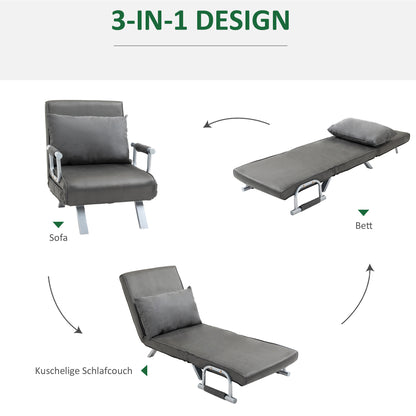Relaxfauteuil – Relaxstoel – Loungefauteuil – Ligstoel – TV-stoel – Verstelbare Rugleuning – Compact 65x69x80 cm – Grijs