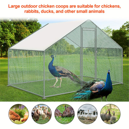 Kippenren – Kippenhok – Buitenren – Pluimveestal – Ren Voor Kleine Dieren – Gegalvaniseerd Staal – 3x2x2 Meter – UV-Bestendig Zonnezeil
