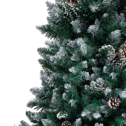 210cm Large Artificial Christmas Tree with Pine Cones & White Snow Cover - Self-Standing Floor Decoration with Sturdy Base, No Needed, Realistic Evergreen Needles for Home, Hotel Lobby, Restaurant, Office Holiday Decor - Easy