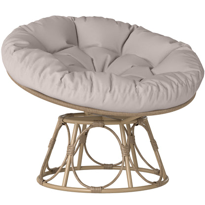 Papasan Stoel – Rattan Stoel – Draaibare Relaxstoel – Rotan Lounge Stoel – Wicker Tuinstoel – 360° Draaibaar – Weerbestendig Stalen Frame