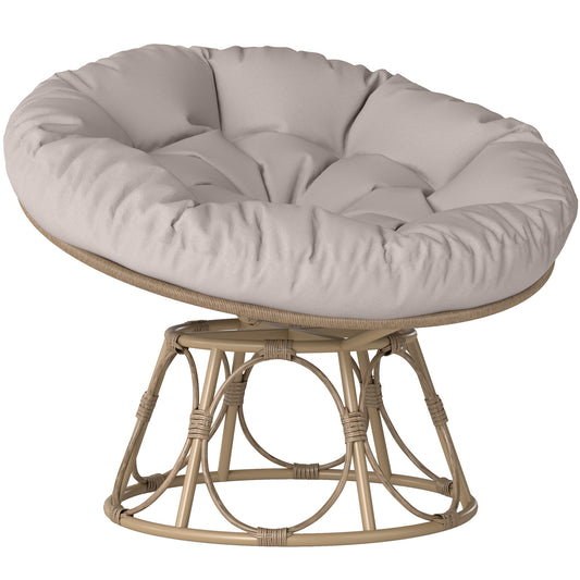Papasan Stoel – Rattan Stoel – Draaibare Relaxstoel – Rotan Lounge Stoel – Wicker Tuinstoel – 360° Draaibaar – Weerbestendig Stalen Frame