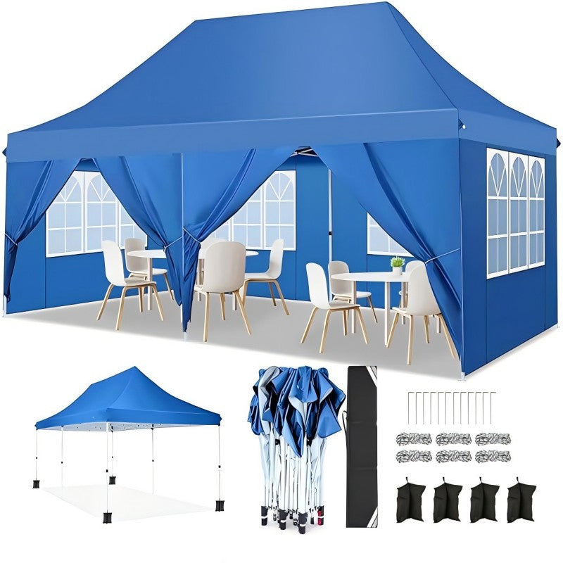 Pop-Up Zonneschermtent – Tuinkiosk – Markttent – Schaduwtent – Windscherm – 3×6 Meter – Verstelbare Hoogte