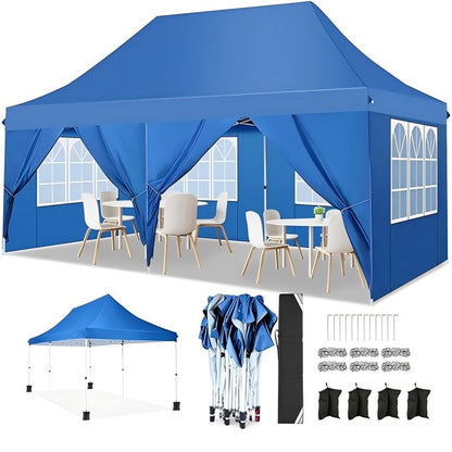 Pop-Up Zonneschermtent – Tuinkiosk – Markttent – Schaduwtent – Windscherm – 3×6 Meter – Verstelbare Hoogte