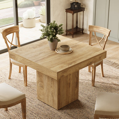 Eettafel – Tafel – Keukentafel – Vierkante Tafel – Eetkamertafel – 100x100 cm – Lichtbruin Hout – Stevig Dik Blad