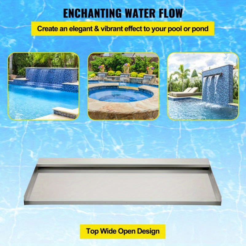 Watervalmond – Tuinwaterval – Vijverwaterval – Buitenfontein – Waterpartij – Roestvrij Staal – 60 cm Breed – Werkt Zonder Elektriciteit
